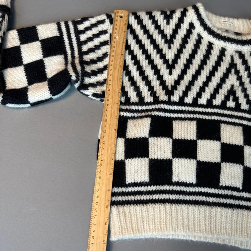 Mother The Itsy Crop Jumper Sweater Black White Alpaca S, NWOT - Picture 5 of 9